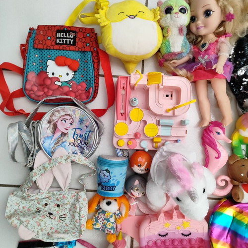 Girls' toys used, plush bags, dolls, parts and accessories set