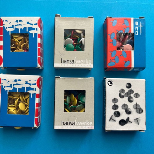 Stationery items new, set of 23 pieces including pushpins and staples