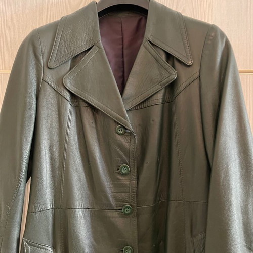 Vintage Leather Trench Coat England Size S M used
