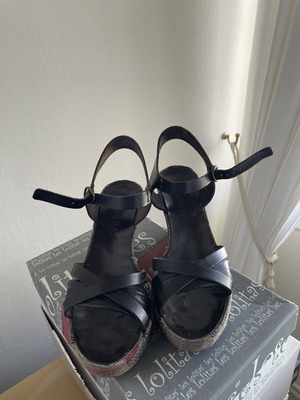 Les Lolîtas Leather Platform Sandals Size 38 Like New Black Multicolor