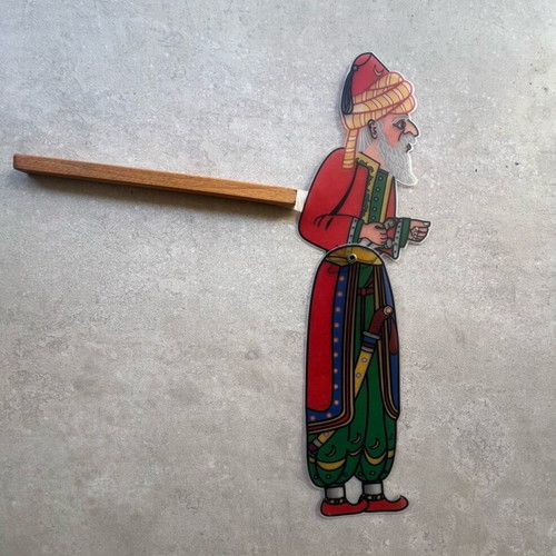 Karagiozis Shadow Theater Figures set like new, pack of six with wooden handles