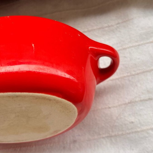 Ceramic food bowl used, small orange decorative 15 cm