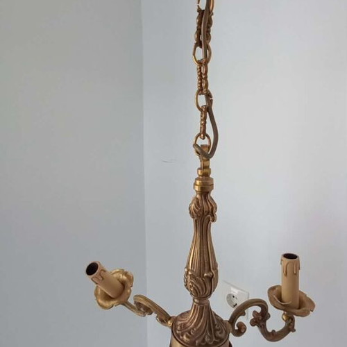 Bronze 3-Light French Louis XV Ceiling Light Like New