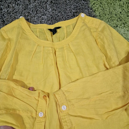 J.Crew women's bright yellow blouse 100% linen size M new