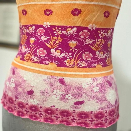 Y2K Esprit cami top with colorful floral pattern, used, size S