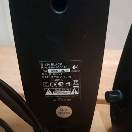 Logitech S-120 speakers used, black