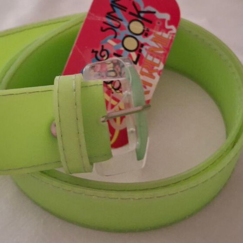 Silicone belt new, 105 cm, with bone buckle, green