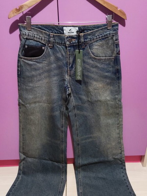 Τζιν παντελόνι Scuffers XS 34 καινούργιο, baggy καμπάνα με vintage dirty-wash