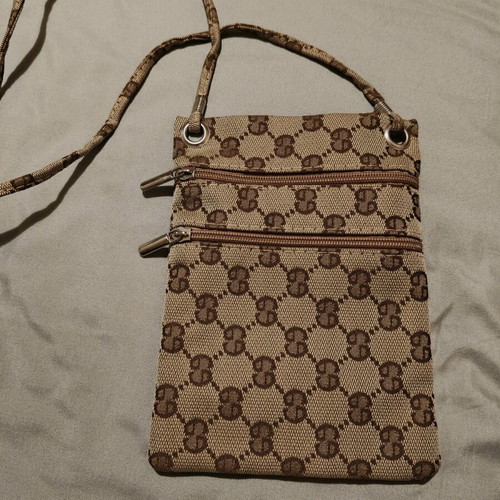 Crossbody phone pouch new, beige and brown