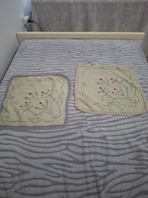 Vintage handmade table linens, set of 2, 35 cm each