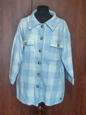 BSB Checked Oversized Shacket (Shirt-Jacket) Blue/White Like New