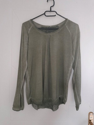 Khaki women's blouse like new with leopard design panel size M