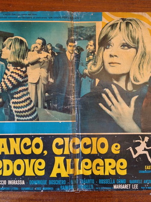 Franco & Ciccio Le Vedove Allegre vintage Italian movie poster linen-backed