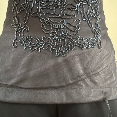 Double embroidered blouse with beads like new, gray, size S
