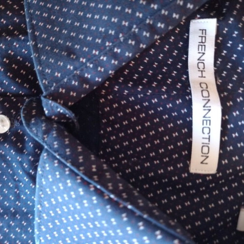 French Connection men's shirt like new, 100% cotton blue micro pattern