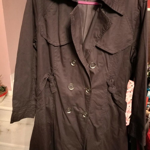 Long black gray trench coat like new, size XL