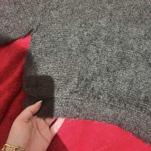 Bershka Fluffy Cropped Knit Sweater Like New, Dark Olive