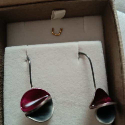 Handmade earrings new, pink and gray