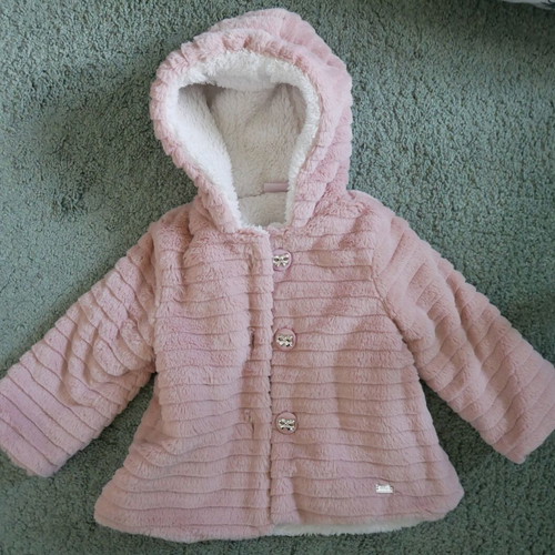 Children's pink fur coat size 2 years like new