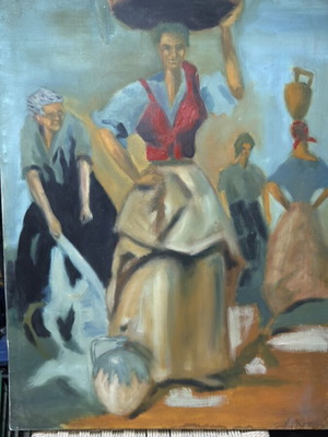 Oil painting framed with woman theme like new