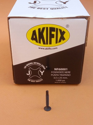 AKIFIX μαύρες αυτοδιάτρητες βίδες 2,5 x 35 mm, κουτί 1000