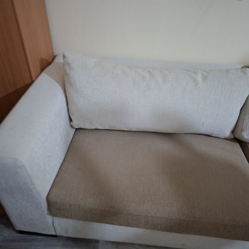 Living room sofa 3-seater brown beige