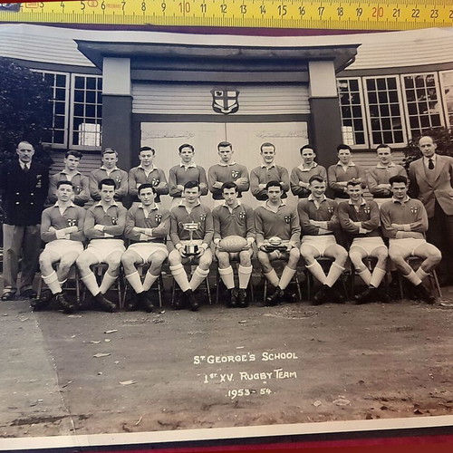 St. George's School 1st XV Rugby Team 1953-54 vintage photo