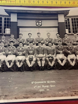 St. George's School 1st XV Rugby Team 1953-54 vintage photo