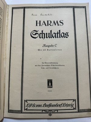 Harms Schulatlas Ausgabe C 1928 German school atlas