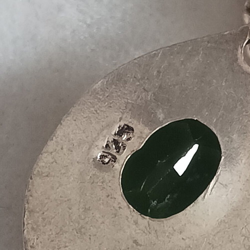 Vintage 925 Silver Necklace with Green Stones used