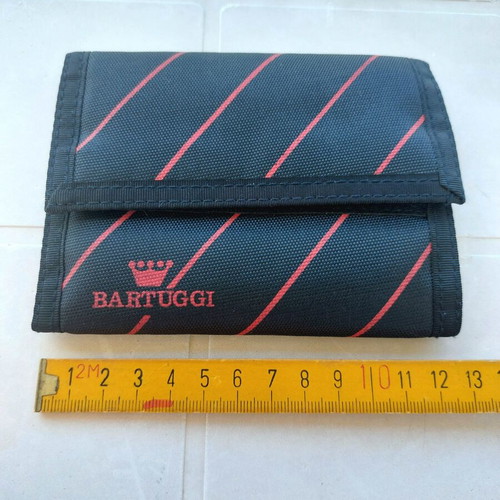 Bartuggi men's fabric wallet black with red stripes new