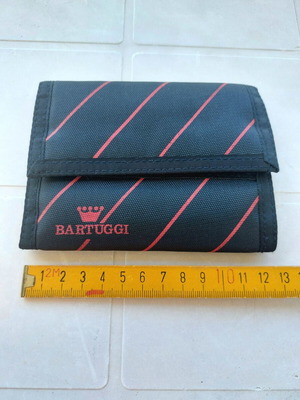 Bartuggi men's fabric wallet black with red stripes new