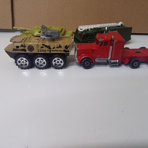 Vintage toy vehicle set of 4 with Polfi Toys red truck