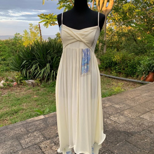 Long dress in archaic style like new, ivory viscose