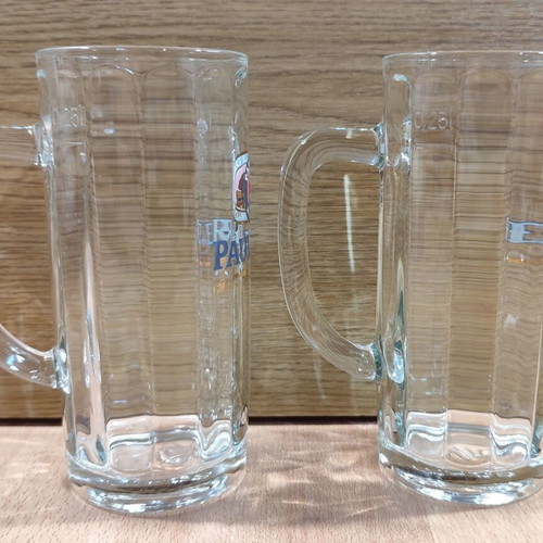 Paulaner beer set of two promotional glass mugs 250ml like new