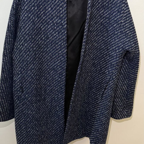 Oversized Mango coat medium, like new, navy blue gray textured knit