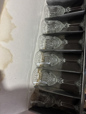 Regency Acqua crystal water glasses set, classic embossed design, Italian