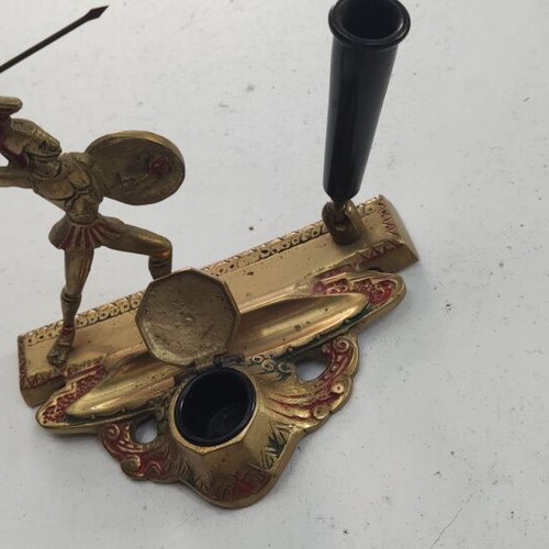 Vintage brass inkwell used