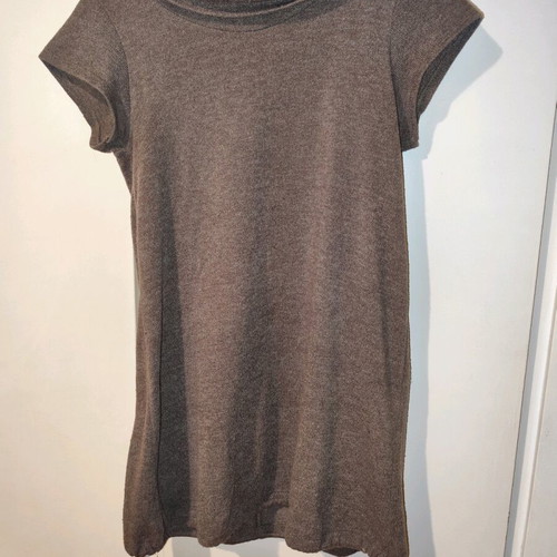 Brown short-sleeve blouse dress Large like new