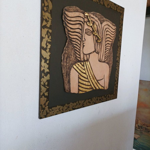 Framed ceramic artwork like new 60x60