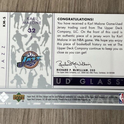 Karl Malone NBA Card Upper Deck Glass 2003-04 like new