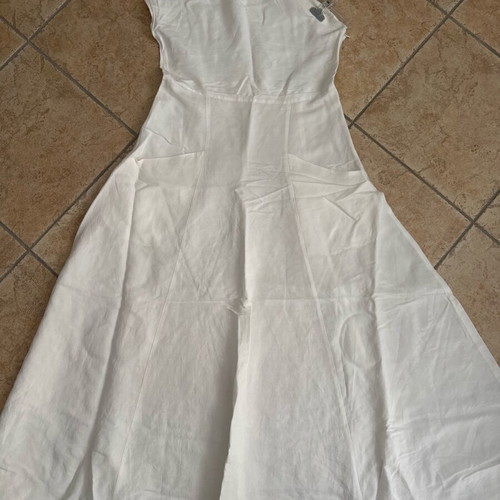 White linen dress with one shoulder cKontova