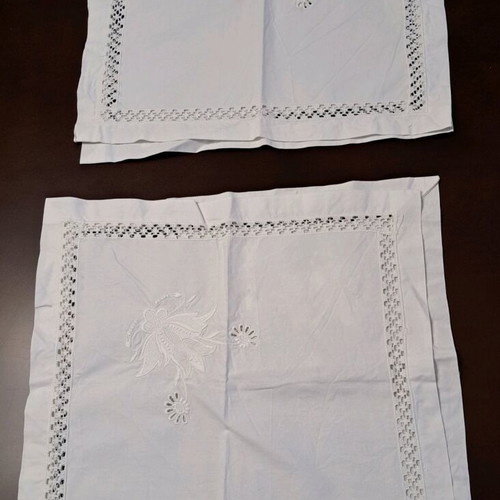 Handmade table linens used with cutwork embroidery, set of 4, 38×38