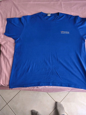 T-shirt Fruit of the Loom μεταχειρισμένο, μέγεθος large, μπλε με στάμπα