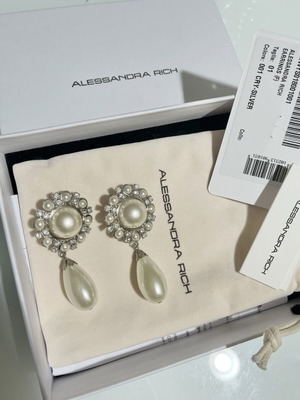 Alessandra Rich earrings like new, white