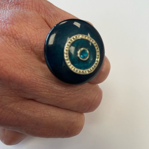 Adjustable Ring Eye Design Blue and Green Shades like new