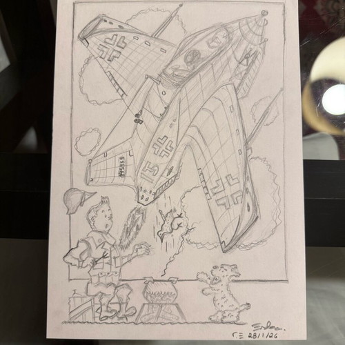 Tin Tin sketch new with airplane and comic character