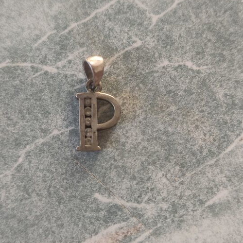 Silver monogram zircon used pendant with stones