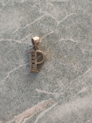 Silver monogram zircon used pendant with stones