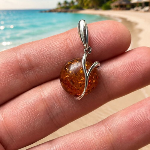 Amber pendant with Silver 925, handmade from natural Baltic amber